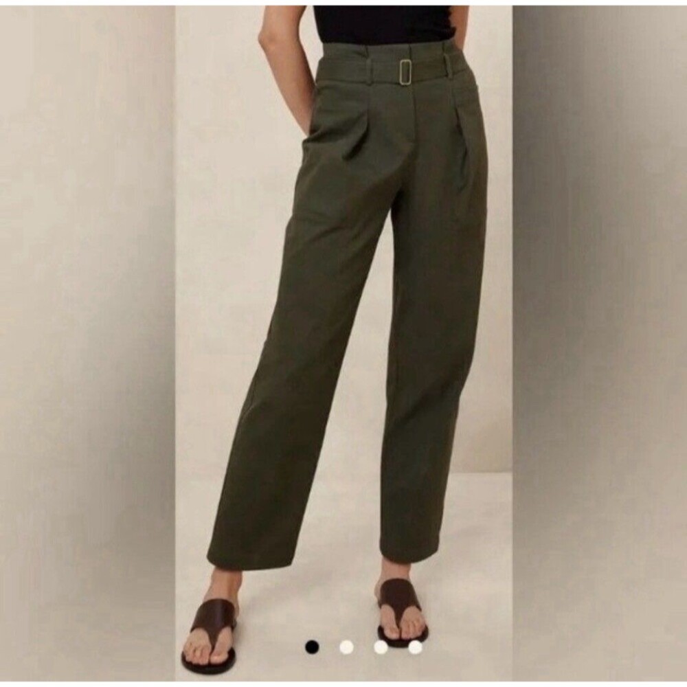 Banana Republic Till Tapered Belted Pant Size 6 Olive Green s/515391 NWT $100